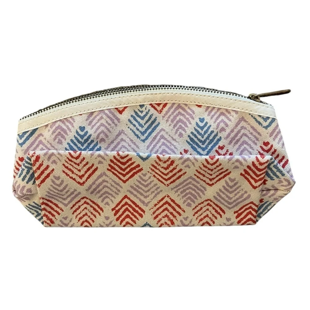 NEW Clarins Feed 10 Canvas Print Cosmetic Makeup Bag Pouch Zipper Case
